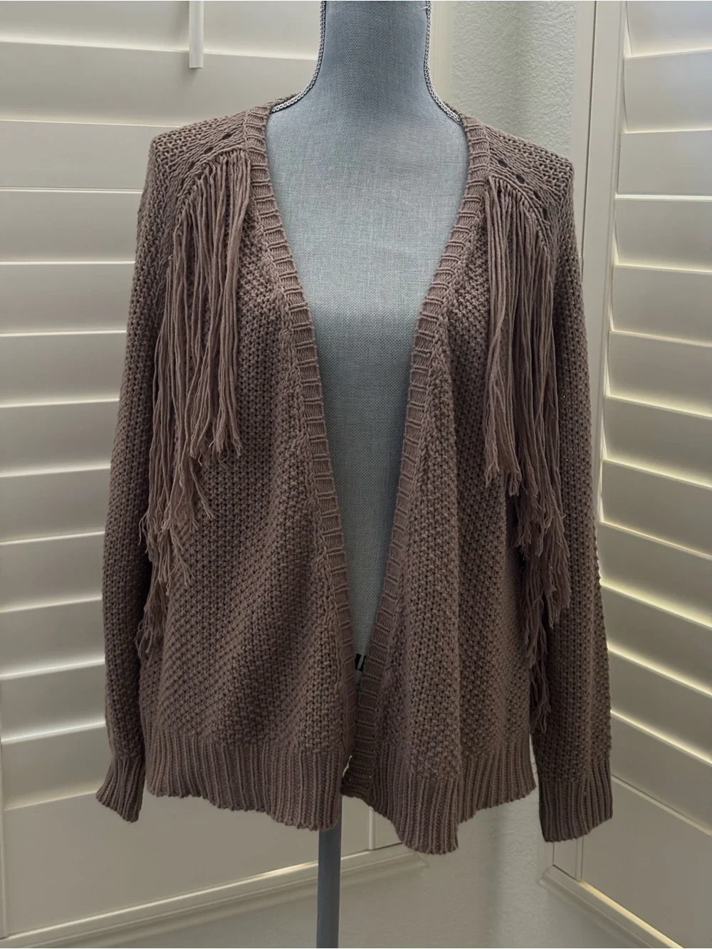 Sweet Generis Brown Fringe Open Cardigan SIZE S/M Coastal Cowgirl Western